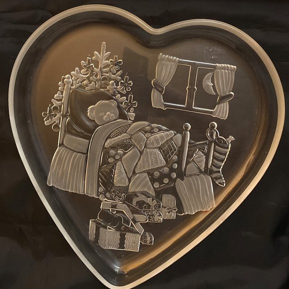 Other - Christmas Bear Heart Shaped Serving Glass Platter